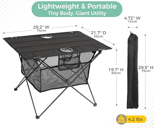 Portable Camping Table for Outdoor Picnic - Lightweight & Foldable with 2 Drink Holders (Black)  
Portable Beach Table -