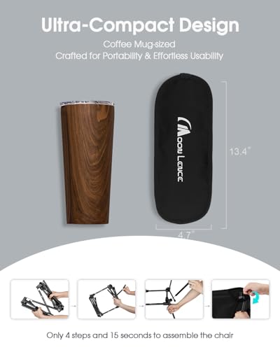 MOON LENCE Portable Camping Chair: Ultralight & Compact, 400 lbs Capacity, Ideal for Outdoor Camp, Travel, and Hiking (B