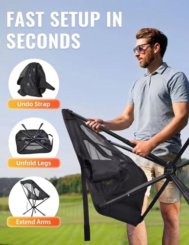 Portable Chairs for Adults - Fast Setup, Lightweight & Small Folding Chair with Cup Holder - Support 350 LBS  
Portable