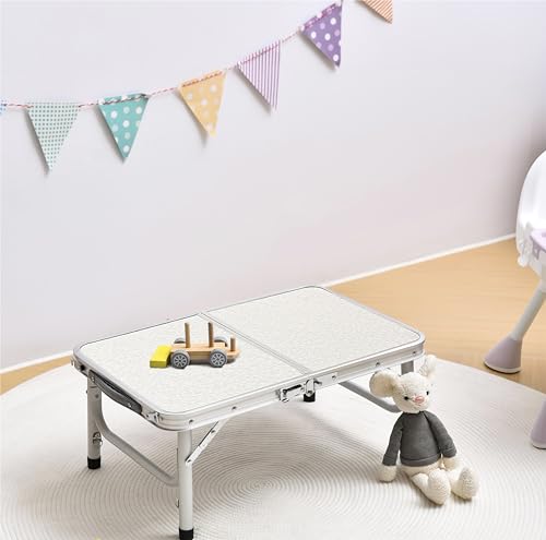 Adjustable Height Camping Table for Outdoor Use with Mesh Layer, Portable Folding Camp Table with Aluminum Legs for Picn