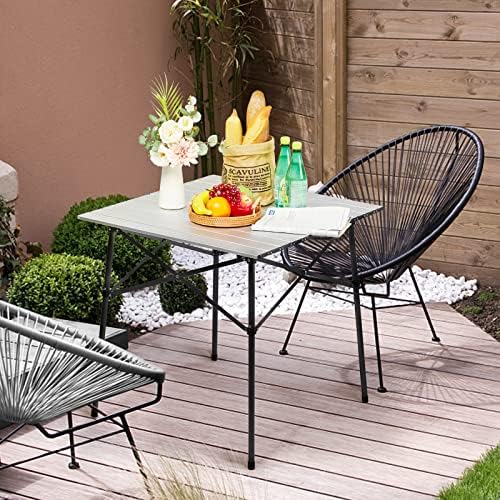 PORTAL Lightweight Aluminum Folding Square Table Roll Up Top for Camping and Picnic Silver Global Recycled Standard  
PO